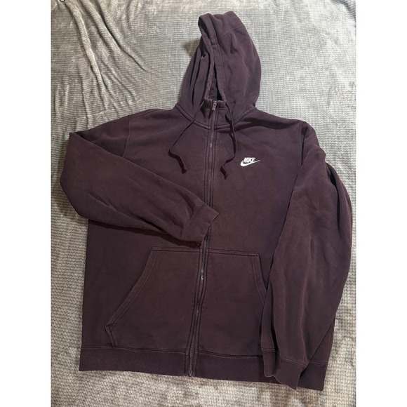 Nike Other - Nike Sportswear Club Fleece Full Zip Hoodie Burgundy Purple BV2645-638 Mens XL